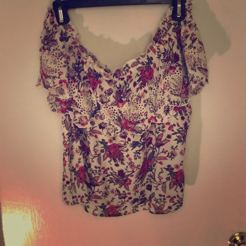 Flower off the shoulder top.